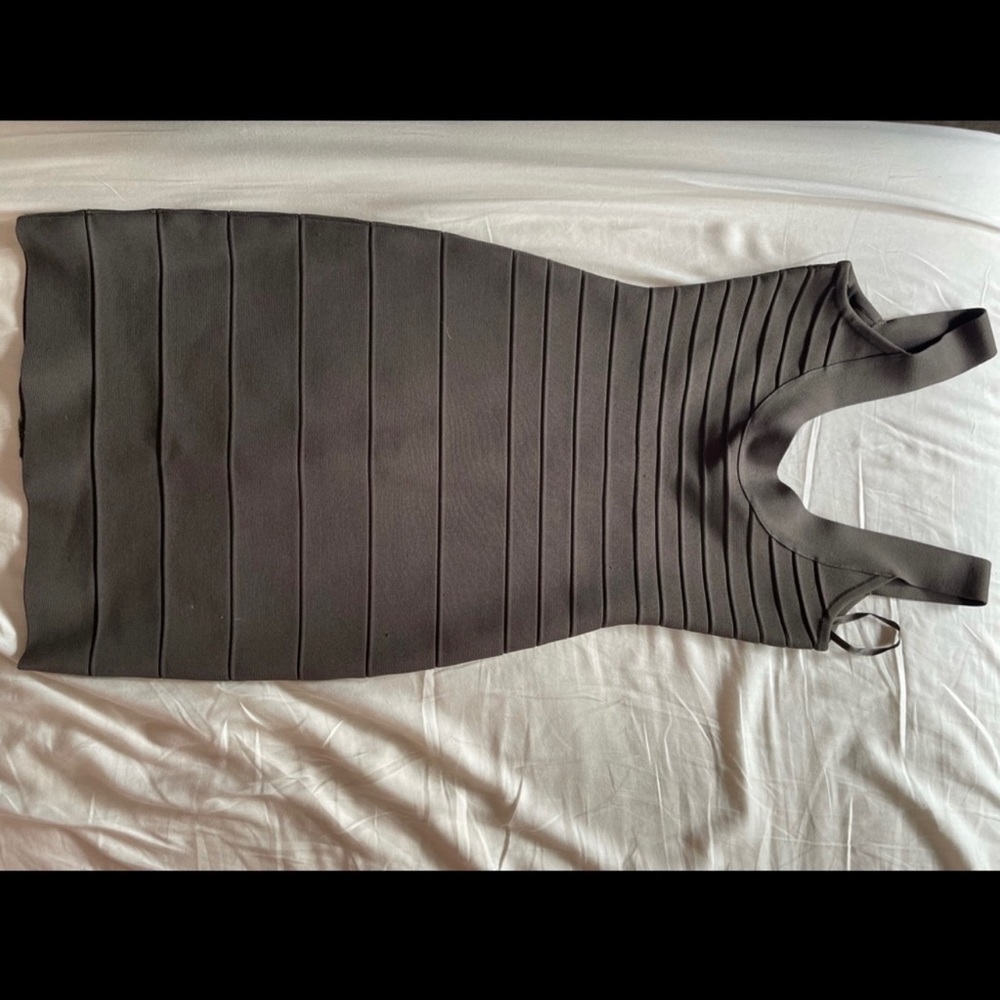 Super flattering and classic HL dark grey bandage dress